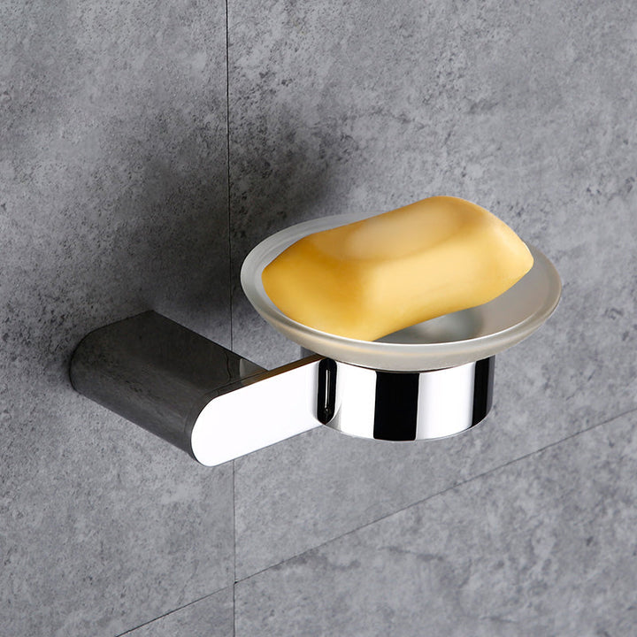 Lisslune | Contemporary Bathroom Accessories Hardware Set in Silver with Soap Dish