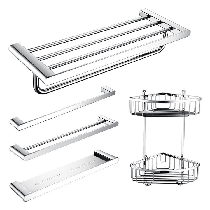 Lisslune | Contemporary Bathroom Accessories Hardware Set in Silver with Soap Dish