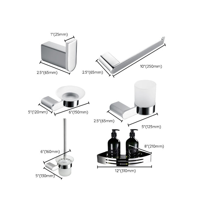 Lisslune | Contemporary Bathroom Accessories Hardware Set in Silver with Soap Dish