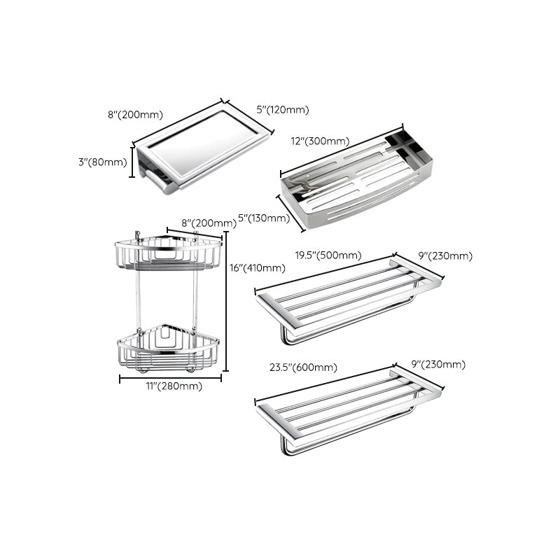 Lisslune | Contemporary Bathroom Accessories Hardware Set in Silver with Soap Dish