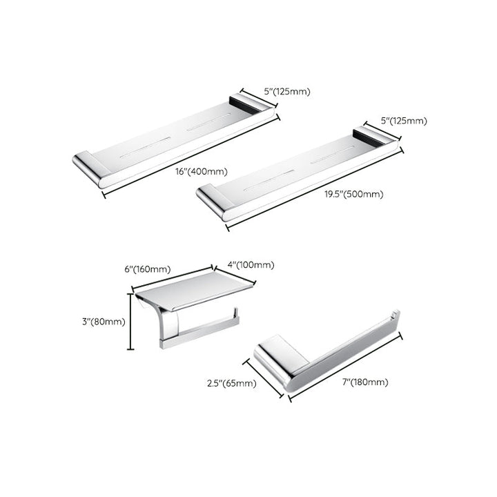 Lisslune | Contemporary Bathroom Accessories Hardware Set in Silver with Soap Dish