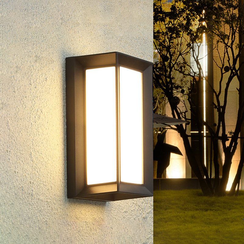 Skørter | Lodges Cuboid Box Wall Lamp Milk Glass LED Wall Mounted Lamp in Black for Corner, Warm/White Light
