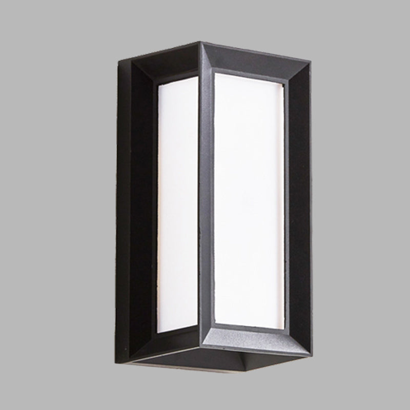 Skørter | Lodges Cuboid Box Wall Lamp Milk Glass LED Wall Mounted Lamp in Black for Corner, Warm/White Light