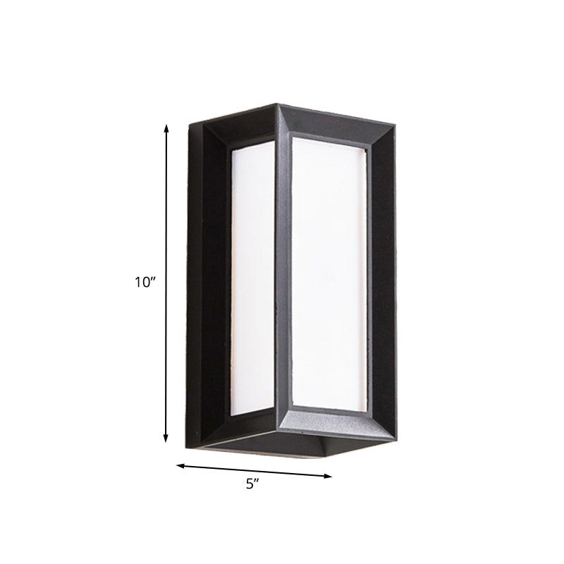 Skørter | Lodges Cuboid Box Wall Lamp Milk Glass LED Wall Mounted Lamp in Black for Corner, Warm/White Light
