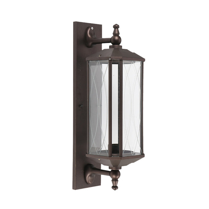 Skørter | 1 Light Bulb Rectangular Wall Lamp Farmhouse Dark Coffee Clear Glass Wall Mount Light for Gate