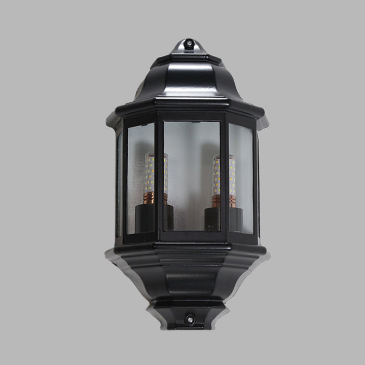 Skørter | Black/White Geometric Wall Lighting Lodges Clear Glass 2-Light Corner Outdoor Wall Sconces