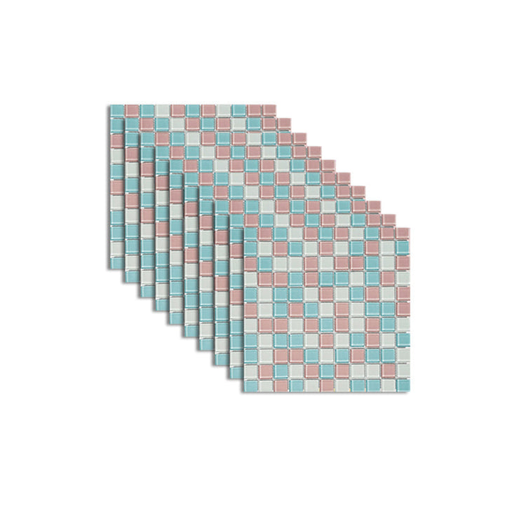 Lisslune | 12" x 12" Peel & Stick Glass Square Grid Mosaic Peel and Stick Tile 10-Pack