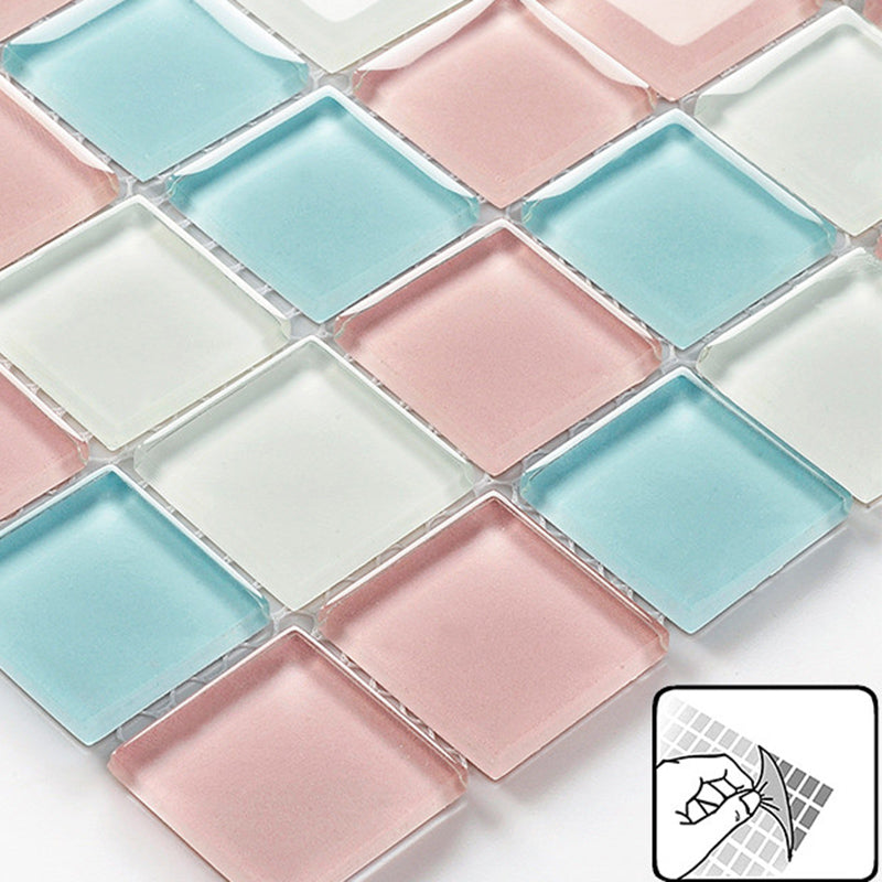 Lisslune | 12" x 12" Peel & Stick Glass Square Grid Mosaic Peel and Stick Tile 10-Pack