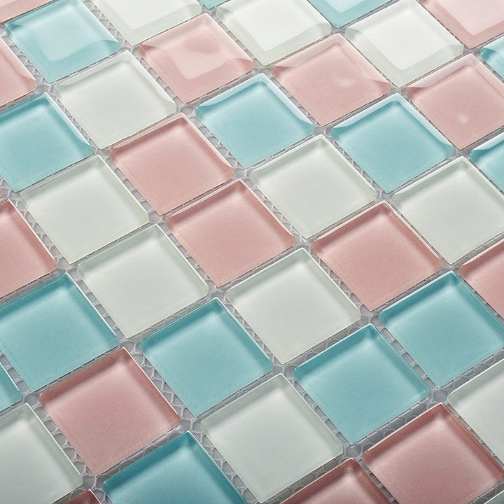 Lisslune | 12" x 12" Peel & Stick Glass Square Grid Mosaic Peel and Stick Tile 10-Pack