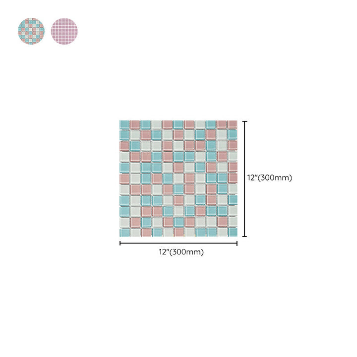 Lisslune | 12" x 12" Peel & Stick Glass Square Grid Mosaic Peel and Stick Tile 10-Pack