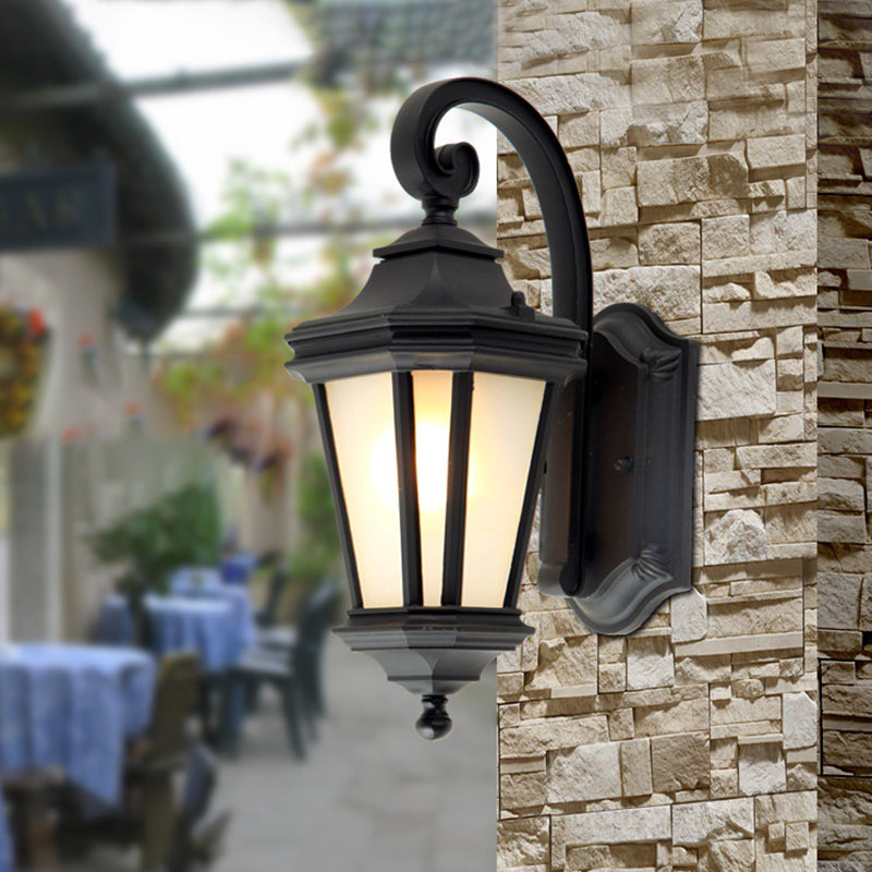 Skørter | 1 Head Twisted Arm Wall Lamp Country Black Finish Opal Glass Wall Mount Fixture