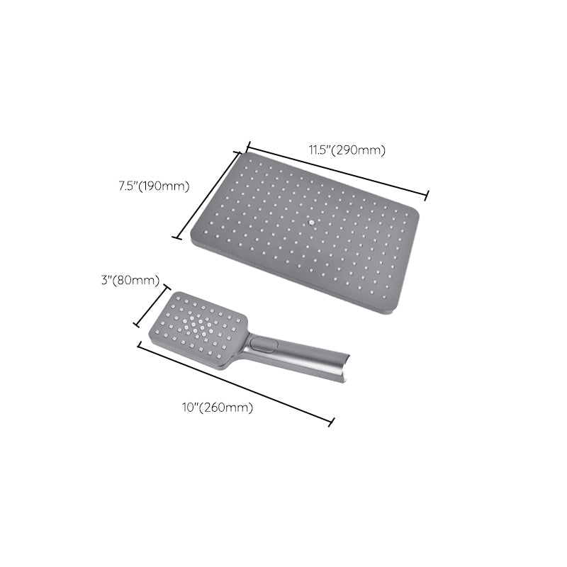 Lisslune | Rectangular Gray Showerhead Combo Standard Spray Pattern Showerhead