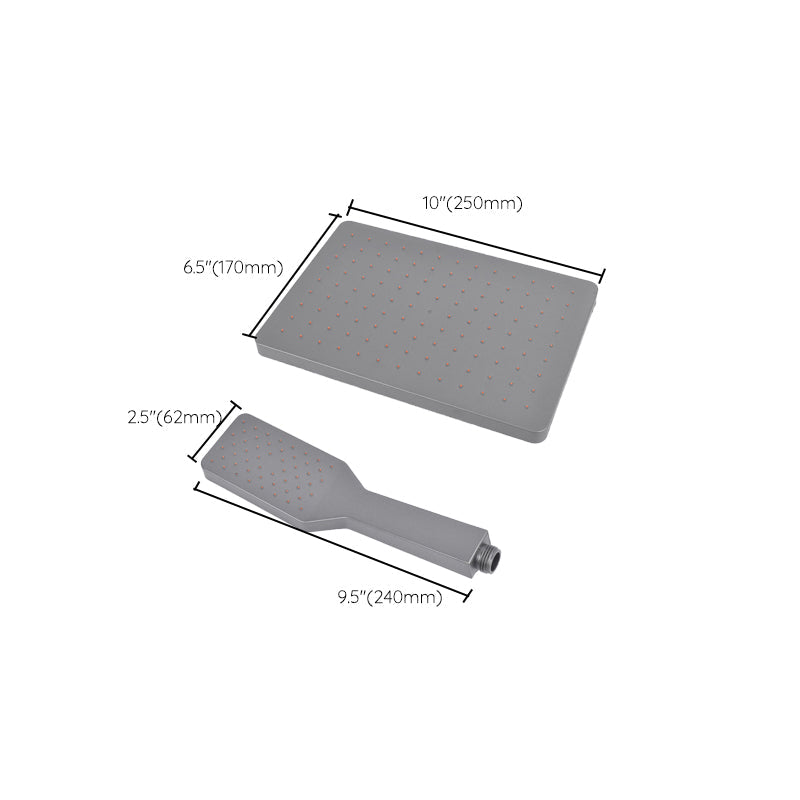 Lisslune | Rectangular Gray Showerhead Combo Standard Spray Pattern Showerhead