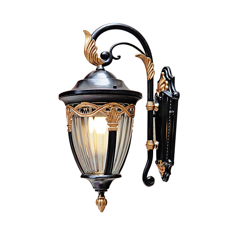 Skørter | 1 Light Oak Wall Lamp Farmhouse Black Finish Clear Prismatic Glass Wall Lighting Ideas