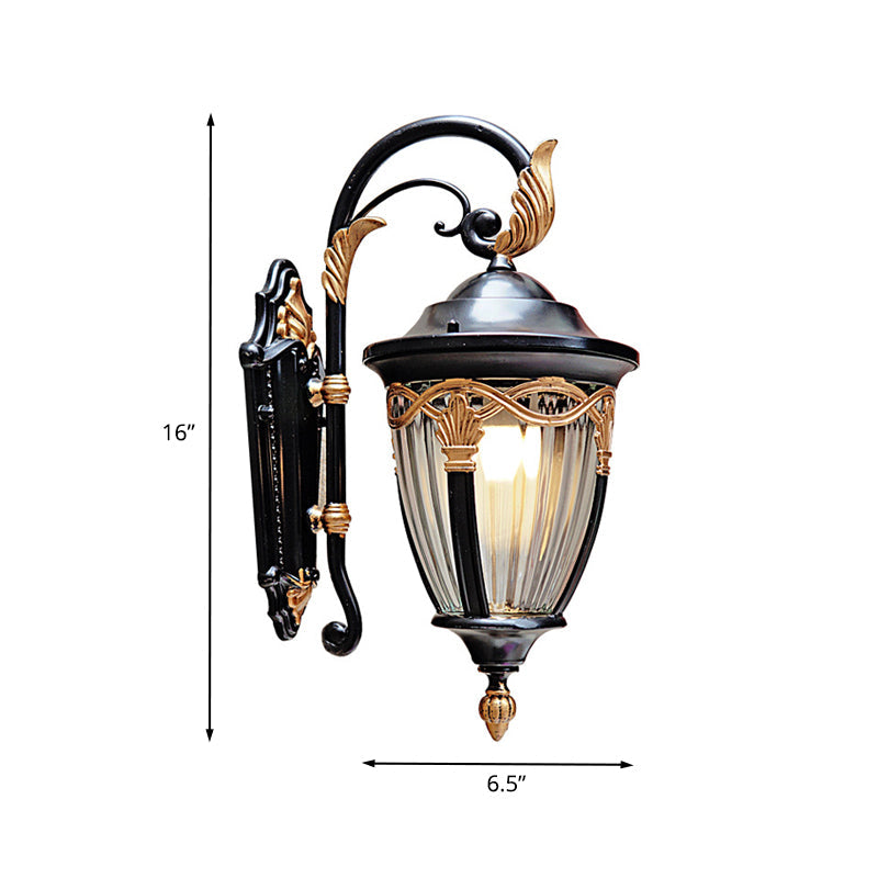 Skørter | 1 Light Oak Wall Lamp Farmhouse Black Finish Clear Prismatic Glass Wall Lighting Ideas