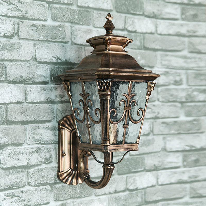 Skørter | 1 Head Water Glass Wall Mount Light Country Brass Pointed Flower Outdoor Surface Wall Fixture