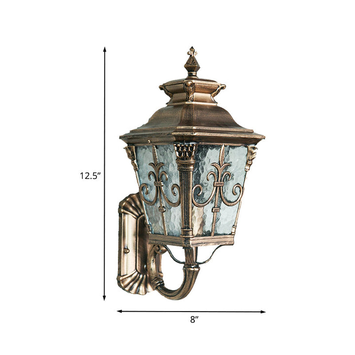 Skørter | 1 Head Water Glass Wall Mount Light Country Brass Pointed Flower Outdoor Surface Wall Fixture