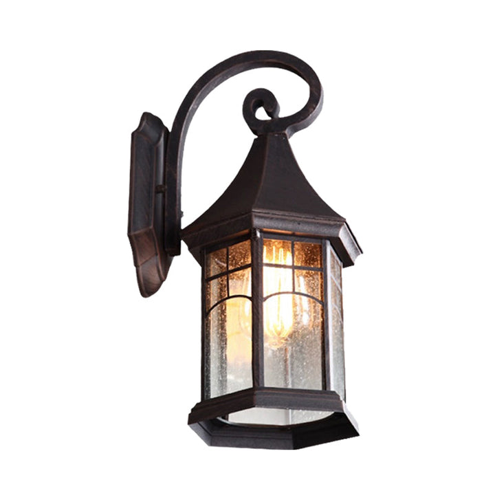 Skørter | Speckled Glass Pavilion Wall Light Farmhouse 1 Light Outdoor Wall Mounted Lamp in Black/Bronze with Open Bottom Design