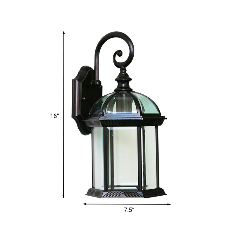 Skørter | Birdcage Wall Mounted Light Rural Clear/Heard Glass 1-Head Black/Bronze Finish Wall Lamp