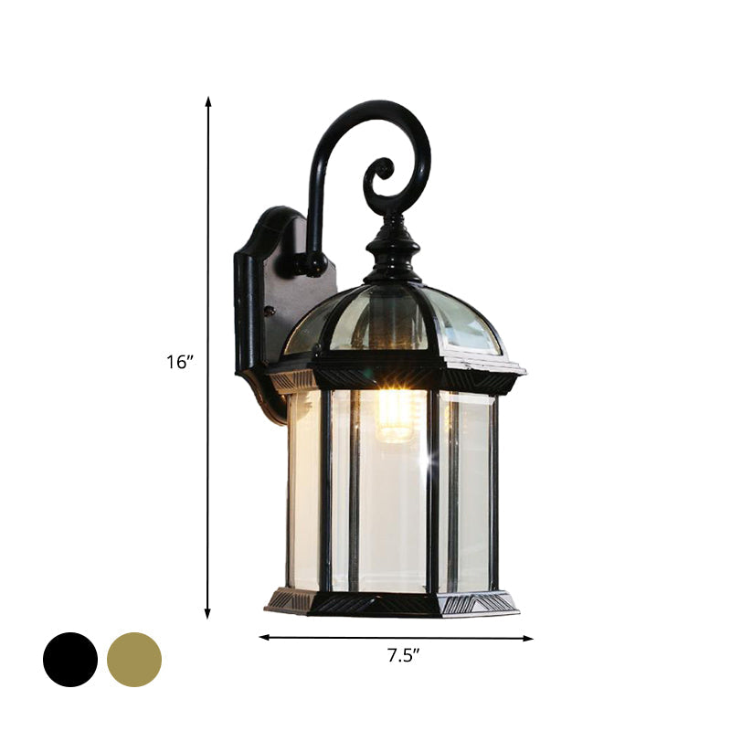 Skørter | Birdcage Wall Mounted Light Rural Clear/Heard Glass 1-Head Black/Bronze Finish Wall Lamp