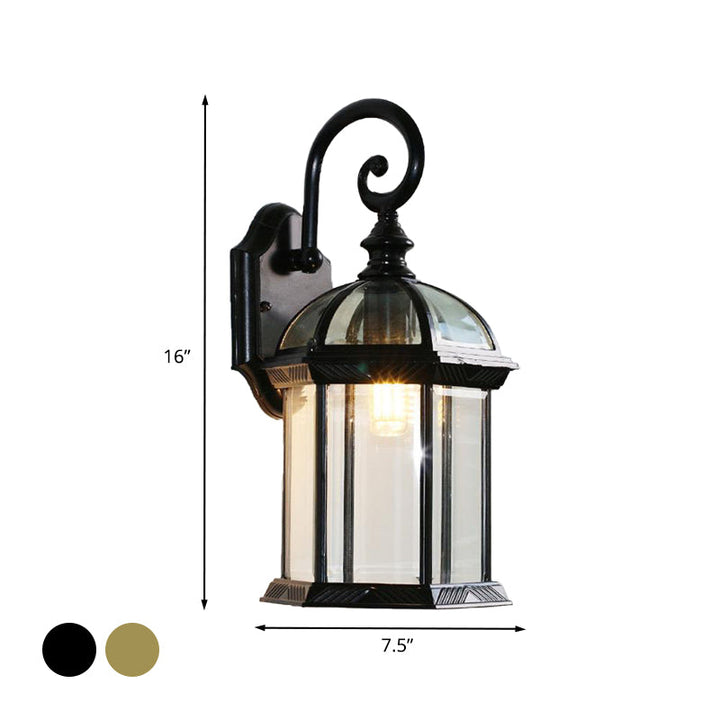 Skørter | Birdcage Wall Mounted Light Rural Clear/Heard Glass 1-Head Black/Bronze Finish Wall Lamp