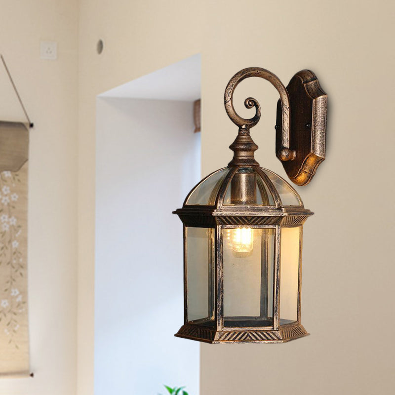 Skørter | Birdcage Wall Mounted Light Rural Clear/Heard Glass 1-Head Black/Bronze Finish Wall Lamp
