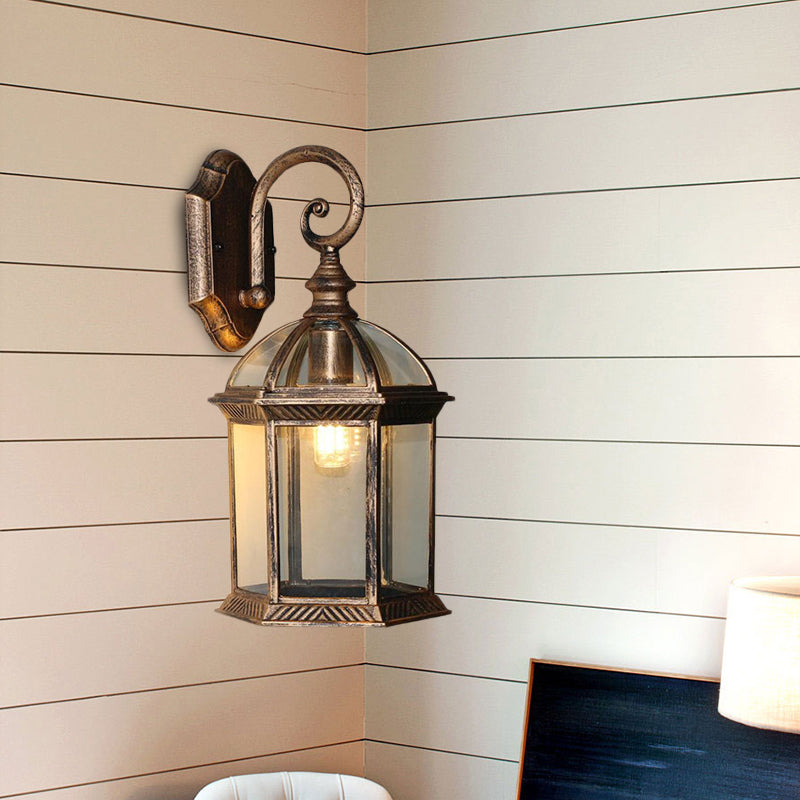 Skørter | Birdcage Wall Mounted Light Rural Clear/Heard Glass 1-Head Black/Bronze Finish Wall Lamp