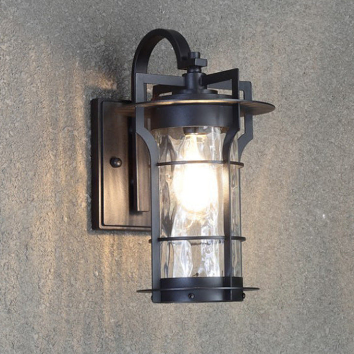 Skørter | Country Cylinder Wall Light Sconces 1 Bulb Clear Water Glass Wall Mount Lamp Light in Black for the Corner