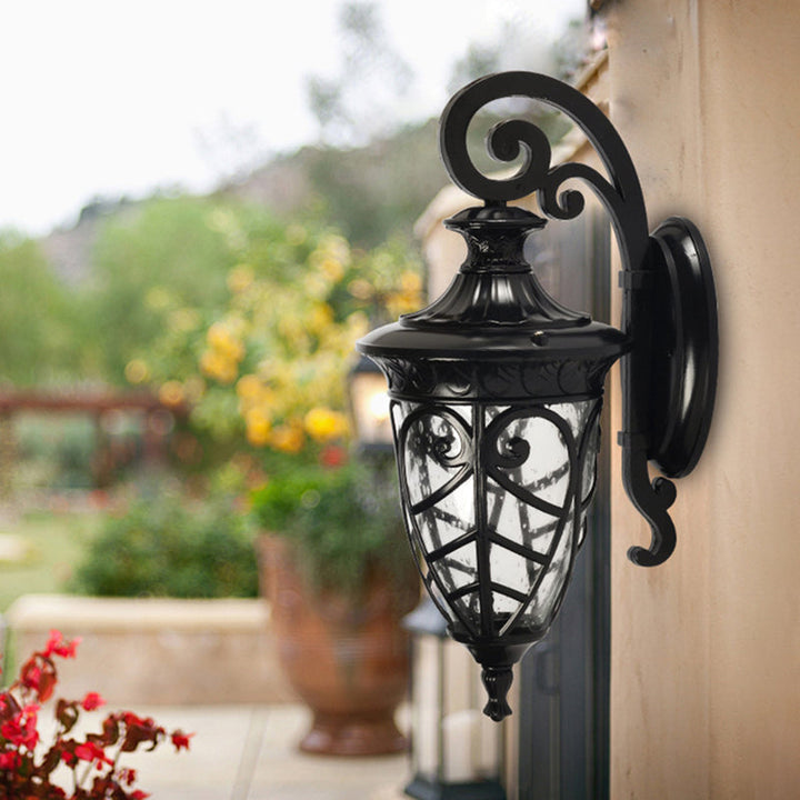 Skørter | Black 1 Light Wall Sconces Lamp Rustic Clear Speckled Glass Pinecone Wall Lighting Ideas