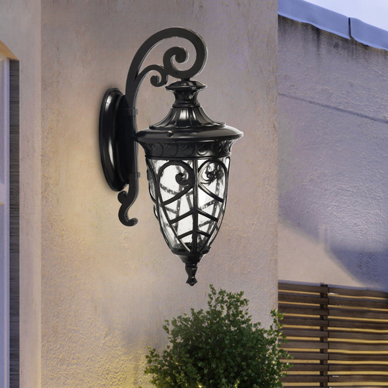 Skørter | Black 1 Light Wall Sconces Lamp Rustic Clear Speckled Glass Pinecone Wall Lighting Ideas
