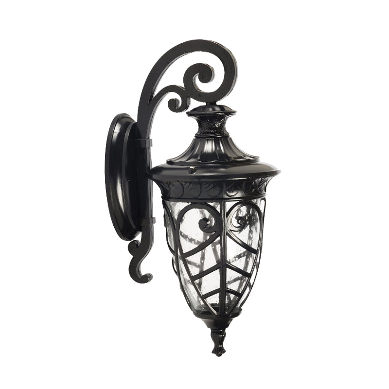 Skørter | Black 1 Light Wall Sconces Lamp Rustic Clear Speckled Glass Pinecone Wall Lighting Ideas