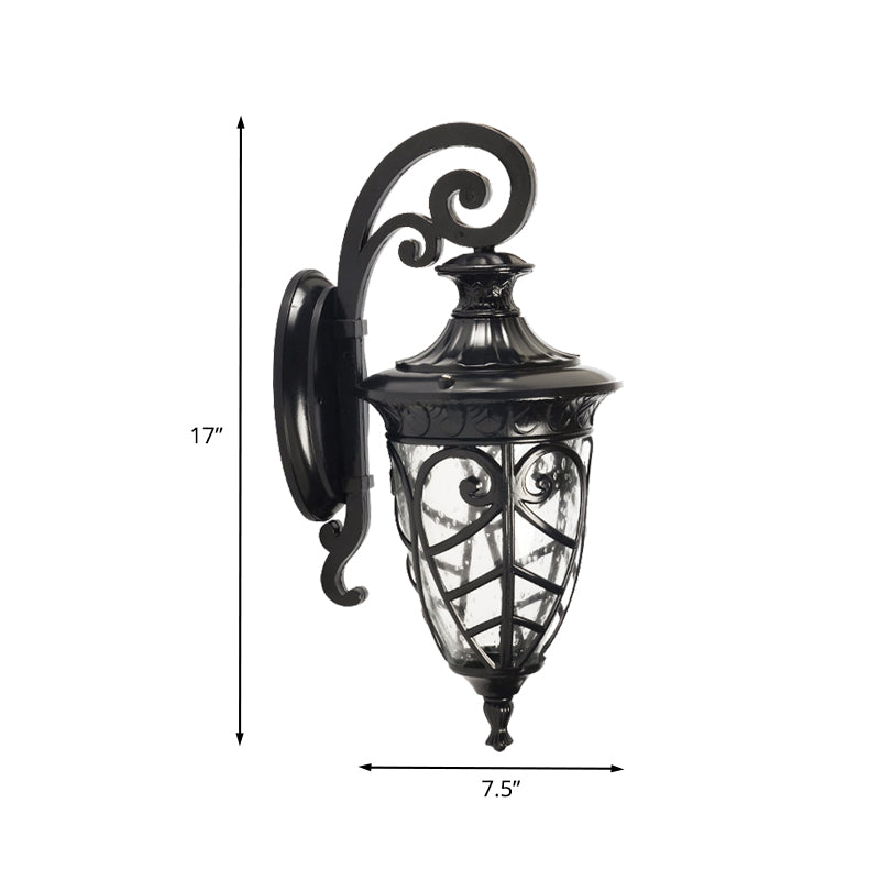 Skørter | Black 1 Light Wall Sconces Lamp Rustic Clear Speckled Glass Pinecone Wall Lighting Ideas
