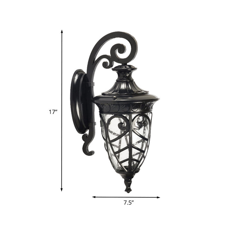 Skørter | Black 1 Light Wall Sconces Lamp Rustic Clear Speckled Glass Pinecone Wall Lighting Ideas