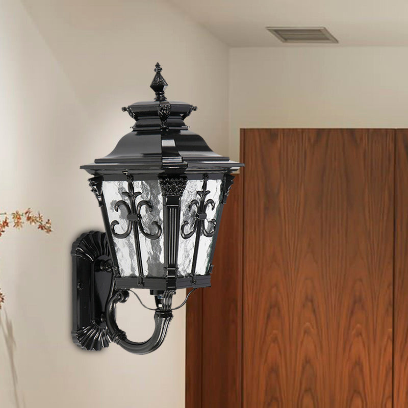 Skørter | Arrow Flower Outdoor Wall Mounted Light Country Clear Water Glass 1 Light Black Wall Sconce