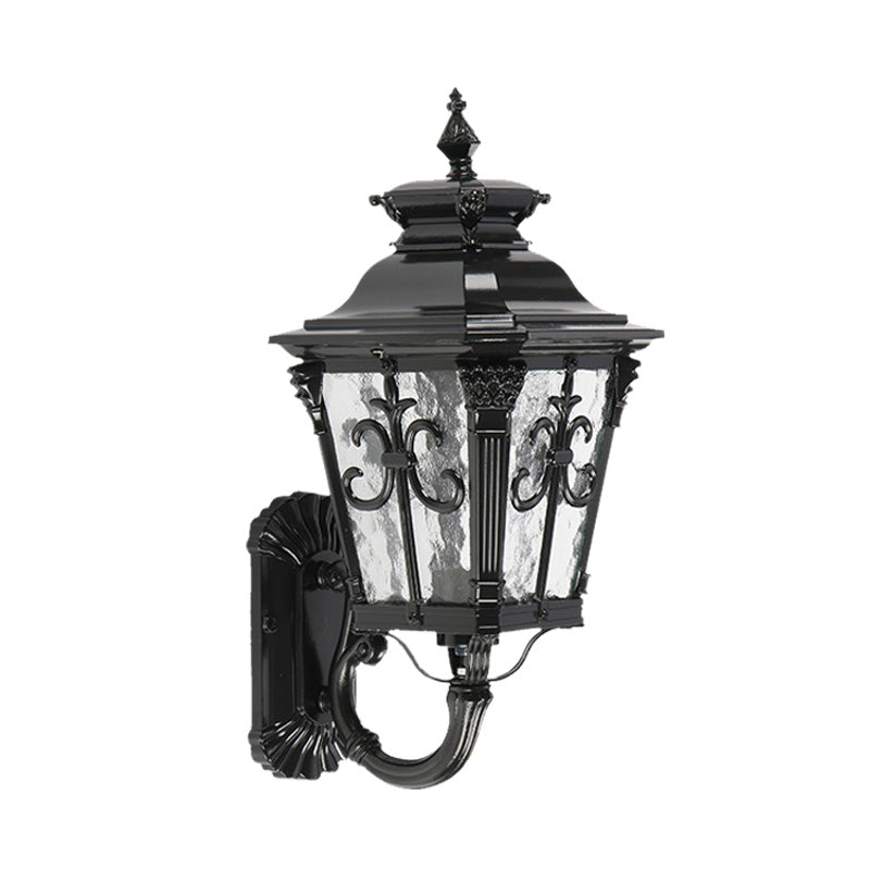 Skørter | Arrow Flower Outdoor Wall Mounted Light Country Clear Water Glass 1 Light Black Wall Sconce
