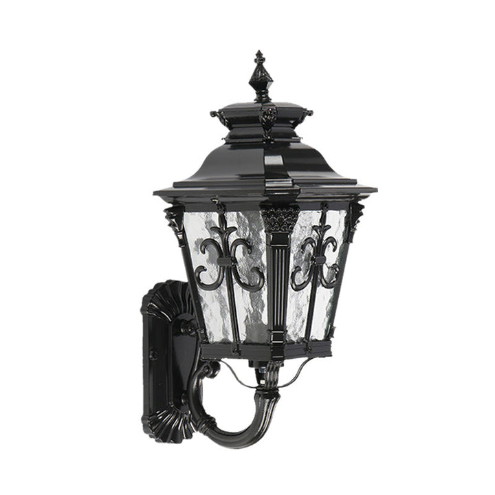 Skørter | Arrow Flower Outdoor Wall Mounted Light Country Clear Water Glass 1 Light Black Wall Sconce