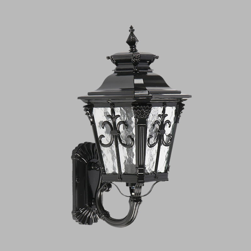 Skørter | Arrow Flower Outdoor Wall Mounted Light Country Clear Water Glass 1 Light Black Wall Sconce