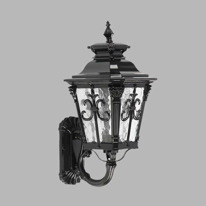 Skørter | Arrow Flower Outdoor Wall Mounted Light Country Clear Water Glass 1 Light Black Wall Sconce