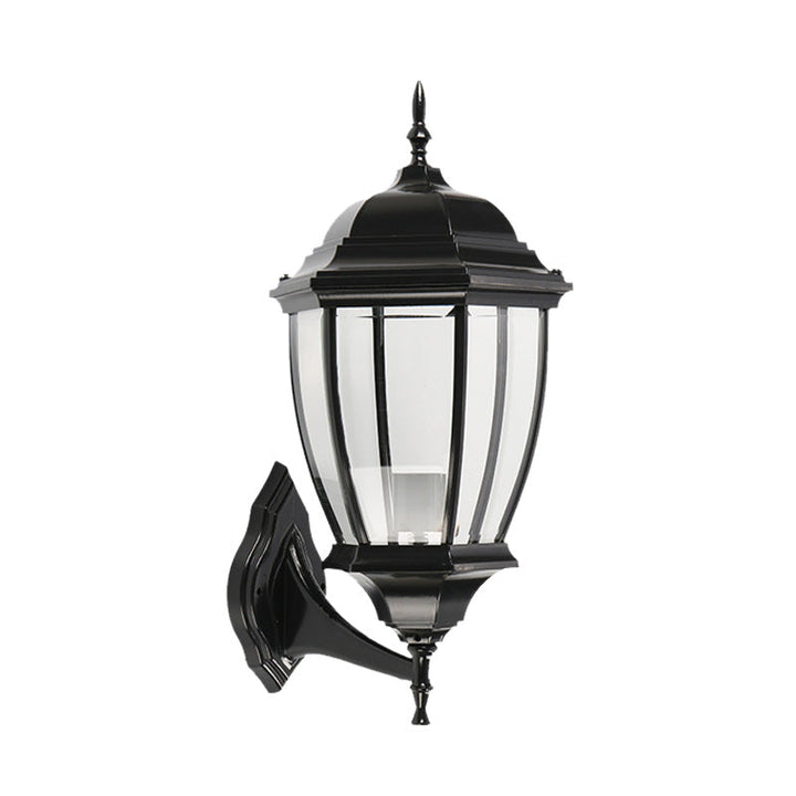 Skørter | Clear Glass Urn Shape Wall Lighting Ideas Country 1 Bulb Courtyard Wall Light Lamp Fixture in Black