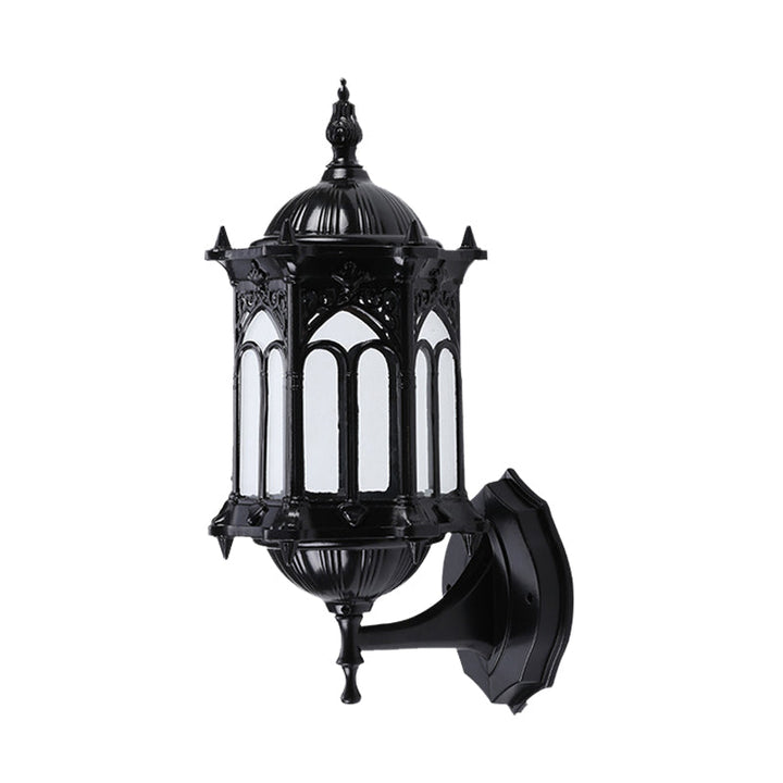 Skørter | 1-Bulb Pavilion Wall Lamp Rustic Black/Brass Aluminum Wall Candle Holder Lamp with Clear Glass Shade