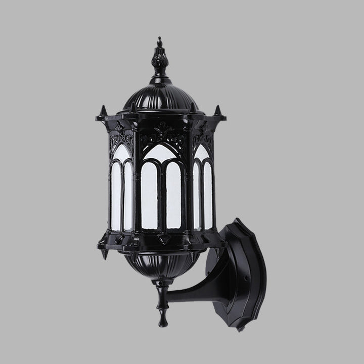 Skørter | 1-Bulb Pavilion Wall Lamp Rustic Black/Brass Aluminum Wall Candle Holder Lamp with Clear Glass Shade