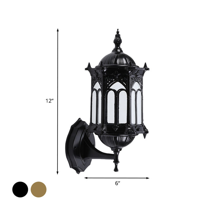 Skørter | 1-Bulb Pavilion Wall Lamp Rustic Black/Brass Aluminum Wall Candle Holder Lamp with Clear Glass Shade