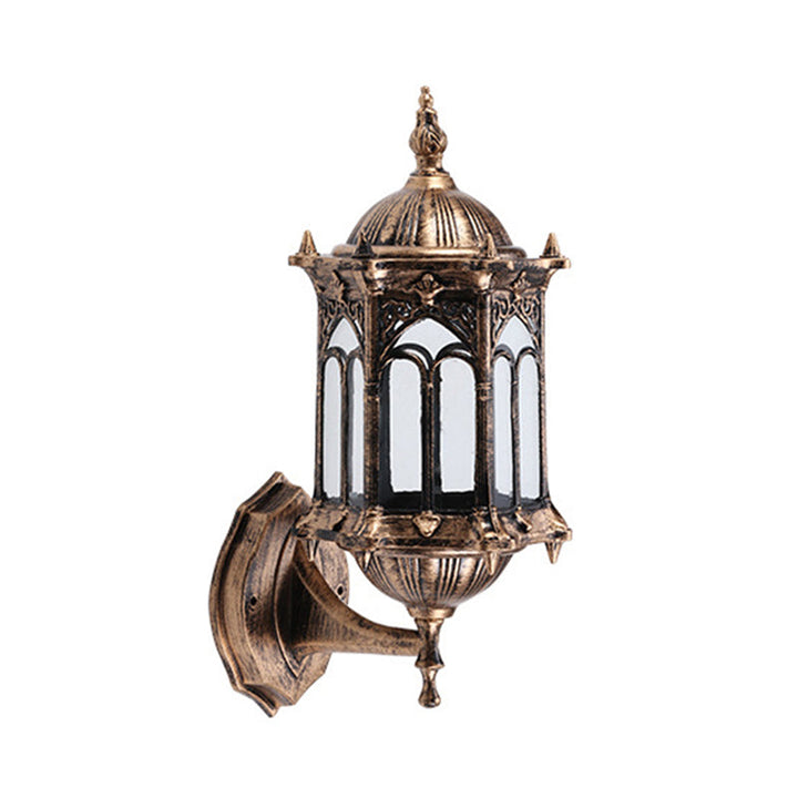 Skørter | 1-Bulb Pavilion Wall Lamp Rustic Black/Brass Aluminum Wall Candle Holder Lamp with Clear Glass Shade