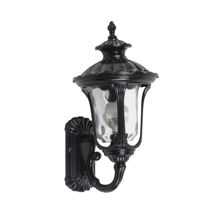 Skørter | Rustic Urn Wall Lamp Sconces 1-Head Aluminium Wall Mount Light in Black/Bronze with Water Glass Shade for Hallway