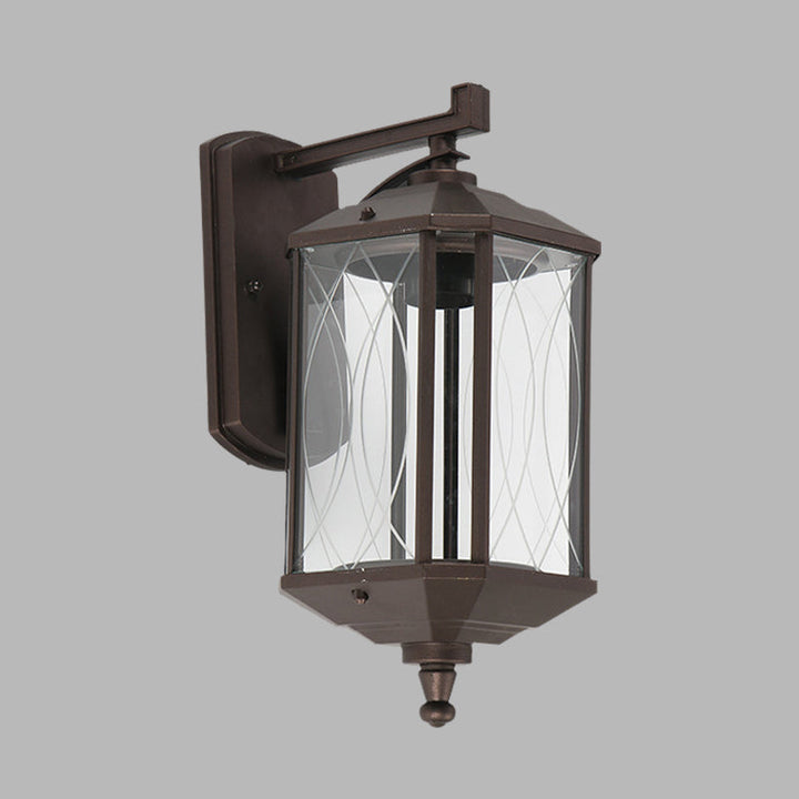 Skørter | 1-Head Cuboid Wall Mount Lighting Lodges Dark Coffee Clear Textured Glass Wall Lamp