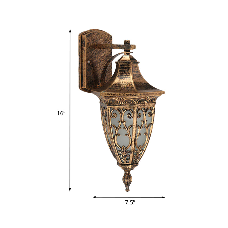Skørter | Country Urn-shaped Wall Light 1-Bulb Aluminum Wall Lamp Light in Brass for Outdoor Areas