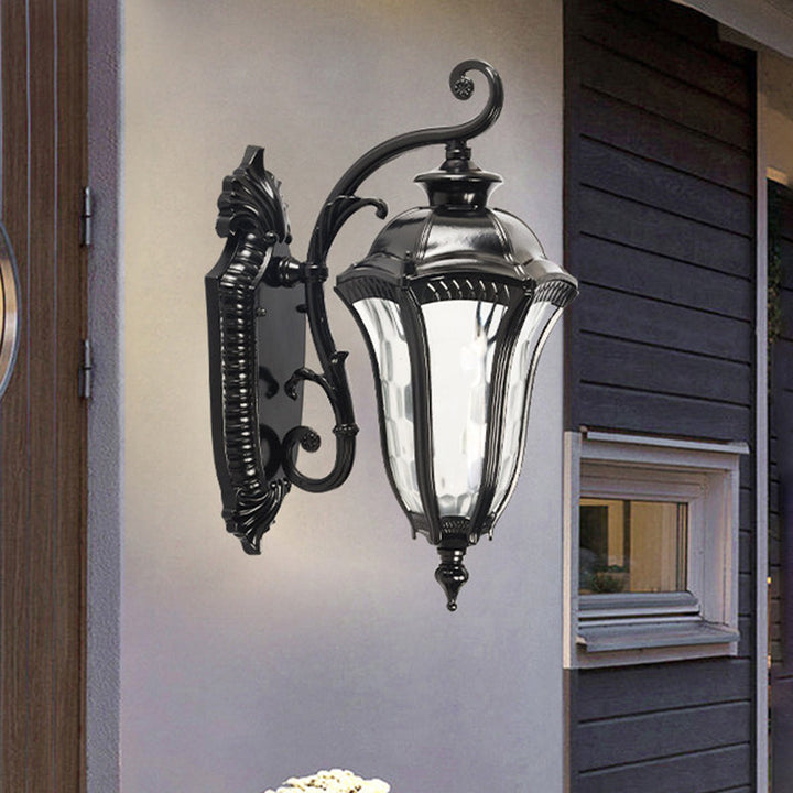 Skørter | Black Finish Urn Wall Light Farmhouse Clear Dimpled Glass 1 Head Outdoor Wall Lamp Light
