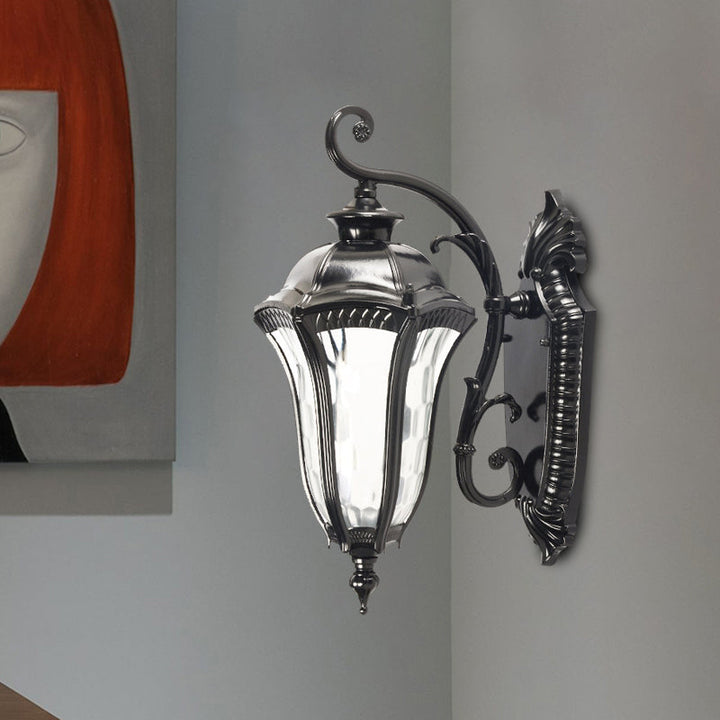 Skørter | Black Finish Urn Wall Light Farmhouse Clear Dimpled Glass 1 Head Outdoor Wall Lamp Light
