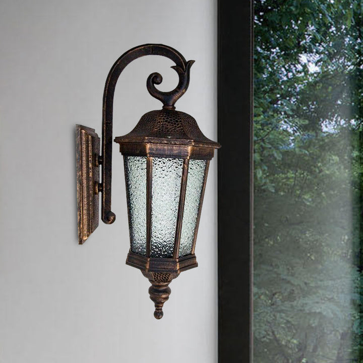 Skørter | Rust Star Anise Wall Lamp Lodges Water Glass 1 Light Outdoor Wall Lamp with Tiger Stripe Design