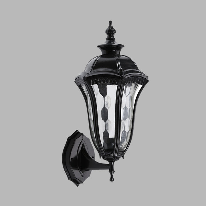 Skørter | Urn Outdoor Wall Lamp Lighting Rustic Clear Dimpled Glass 1 Bulb Black Wall Lamp Fixture